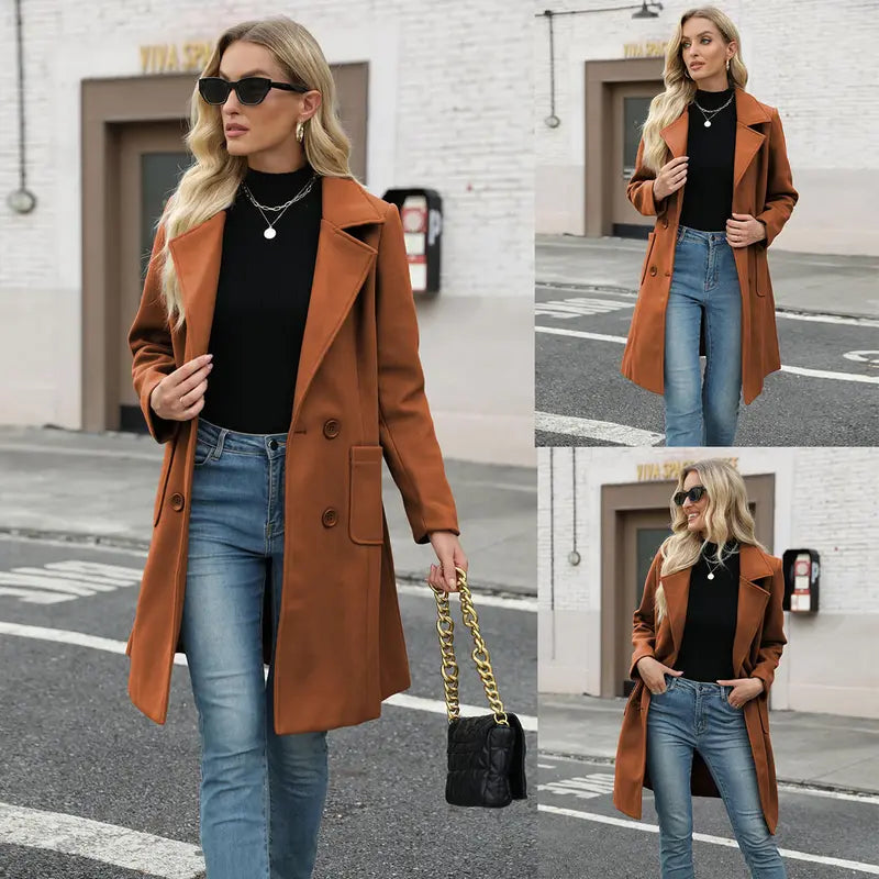 Manteau classique mi-long élégant pour femme