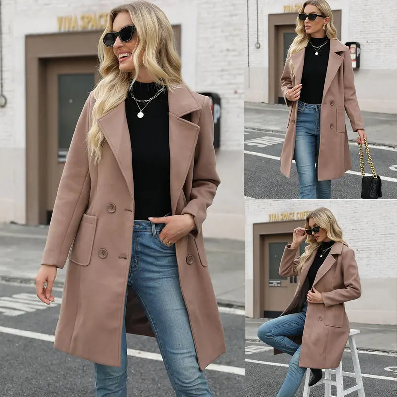 Manteau classique mi-long élégant pour femme