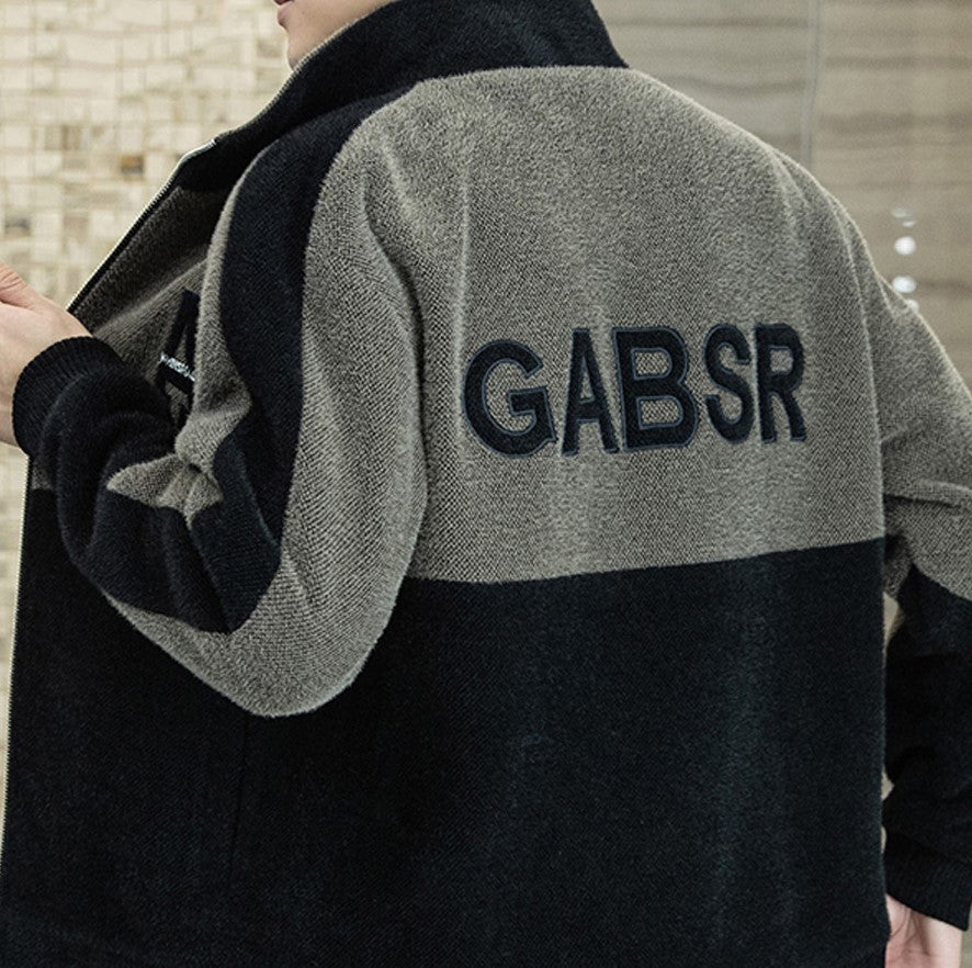 Veste en peluche à col montant pour homme