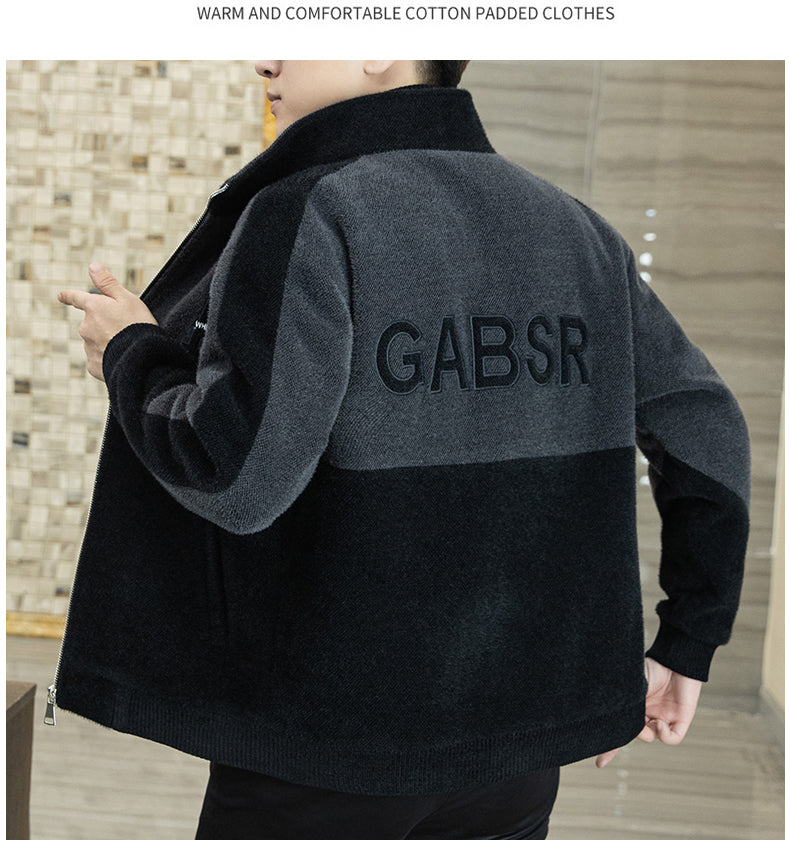 Veste en peluche à col montant pour homme