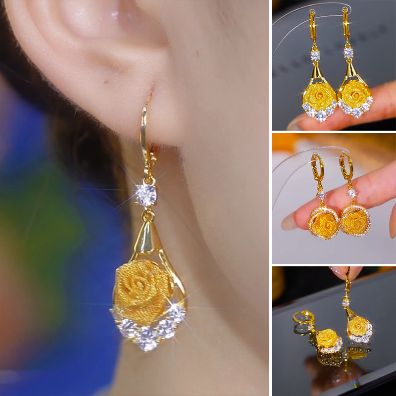 Boucles d'oreilles élégantes en maille rose