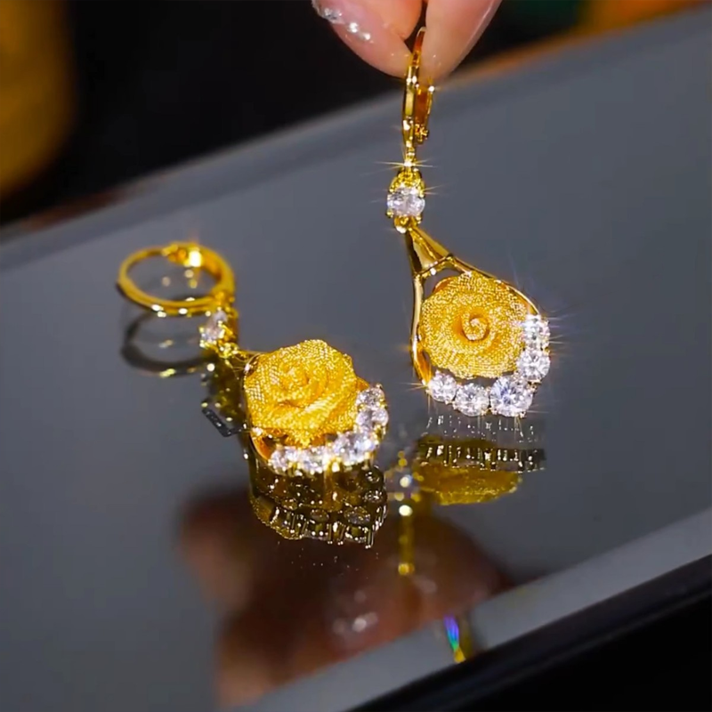 Boucles d'oreilles élégantes en maille rose