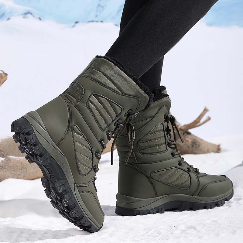 Bottes de neige chaudes à lacets pour femmes, montant jusqu'à la cheville【Livraison gratuite】