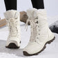 Bottes de neige chaudes à lacets pour femmes, montant jusqu'à la cheville【Livraison gratuite】