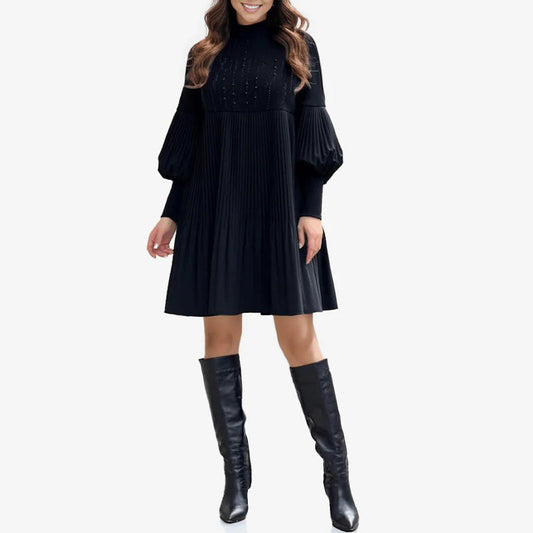 🍁Nouveau design 2025✨Robe femme grande taille à manches lanterne et col montant🌈👗