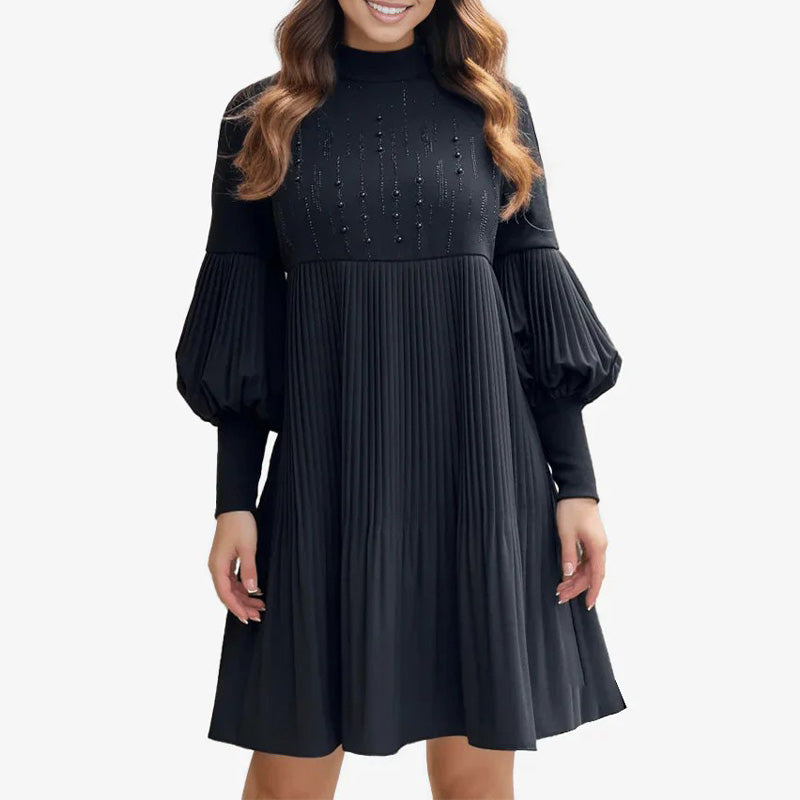 🍁Nouveau design 2025✨Robe femme grande taille à manches lanterne et col montant🌈👗