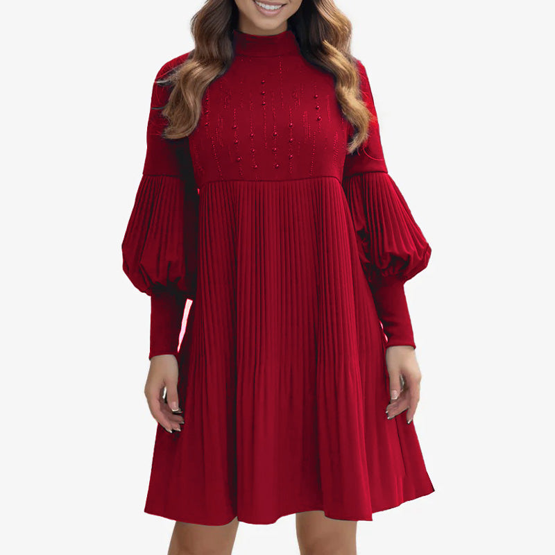 🍁Nouveau design 2025✨Robe femme grande taille à manches lanterne et col montant🌈👗