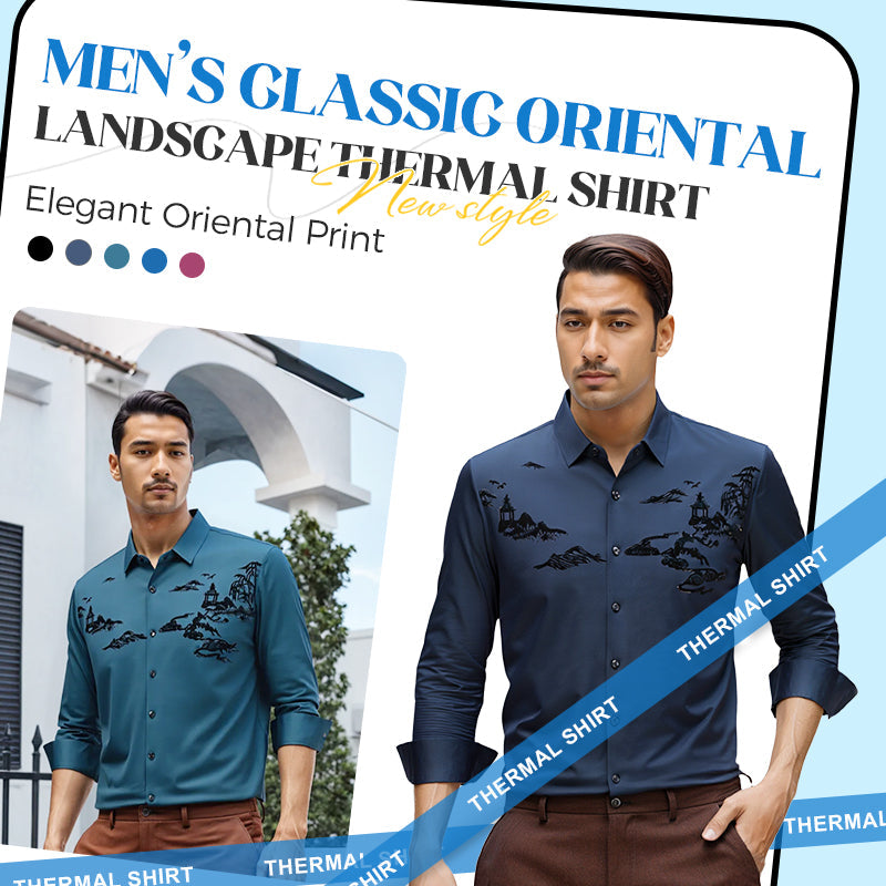 Chemise Thermique Classique pour Homme avec Paysage Oriental