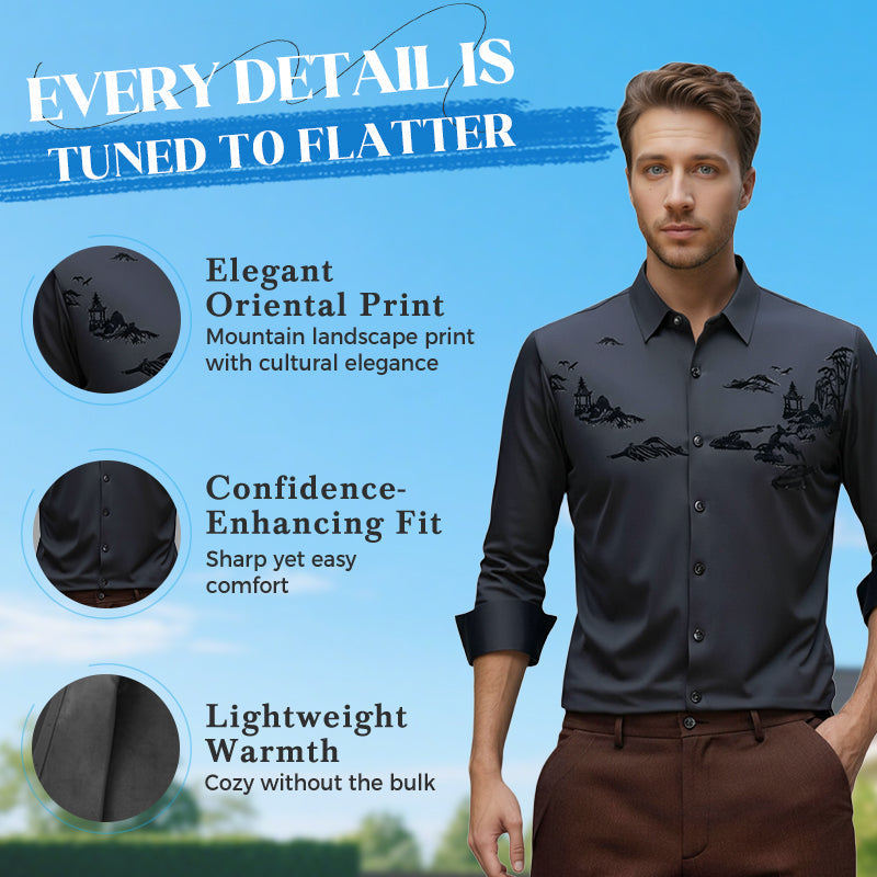 Chemise Thermique Classique pour Homme avec Paysage Oriental