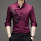 Chemise à manches longues imprimée dragon pour homme