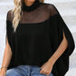 💥PROMO LIMITÉE -50%🦇Chemisier Chauve-Souris à Col Haut pour Femme — Détail Transparent, Coupe Ample✨