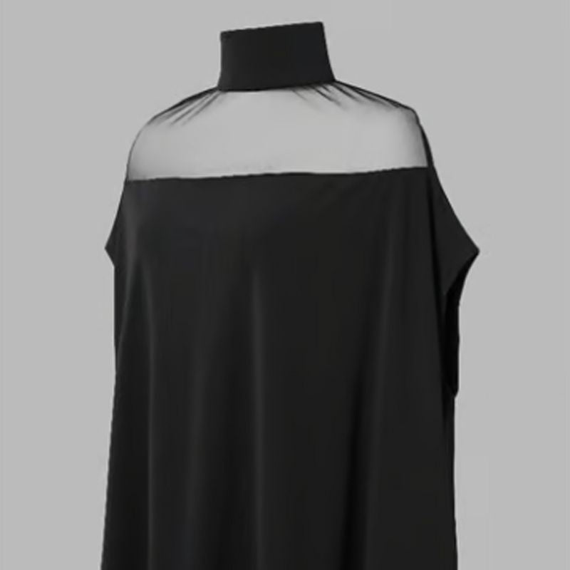 💥PROMO LIMITÉE -50%🦇Chemisier Chauve-Souris à Col Haut pour Femme — Détail Transparent, Coupe Ample✨