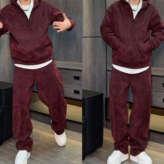 Ensemble 2 pièces élégant pour homme composé d'un sweat à capuche et d'un pantalon large
