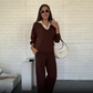 🍂Ensemble chemisier à col et pantalon à manches longues pour femme