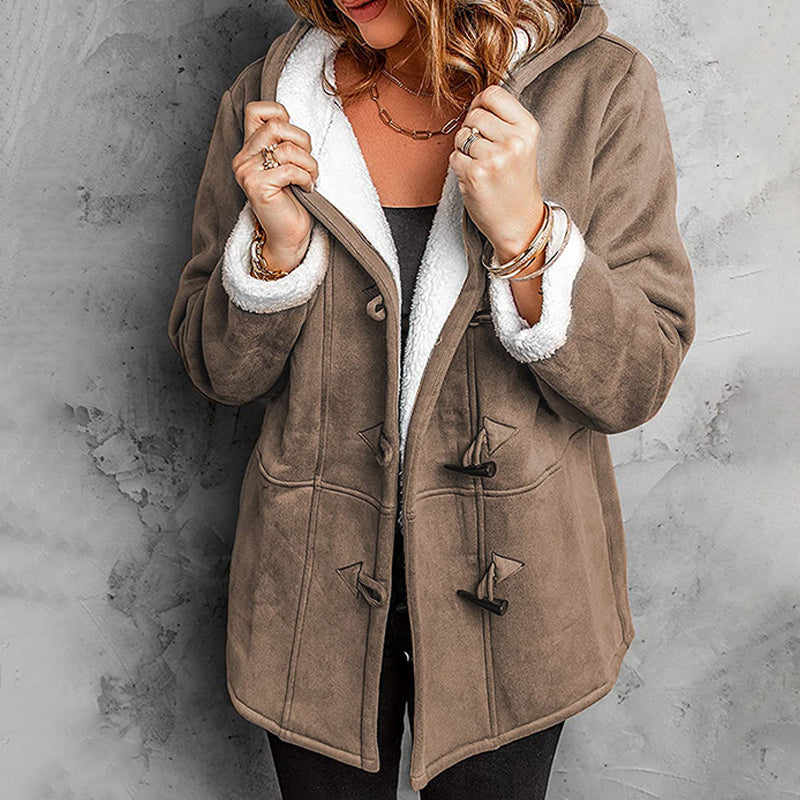 Manteau Femme en Daim à Capuche avec Doublure Polaire
