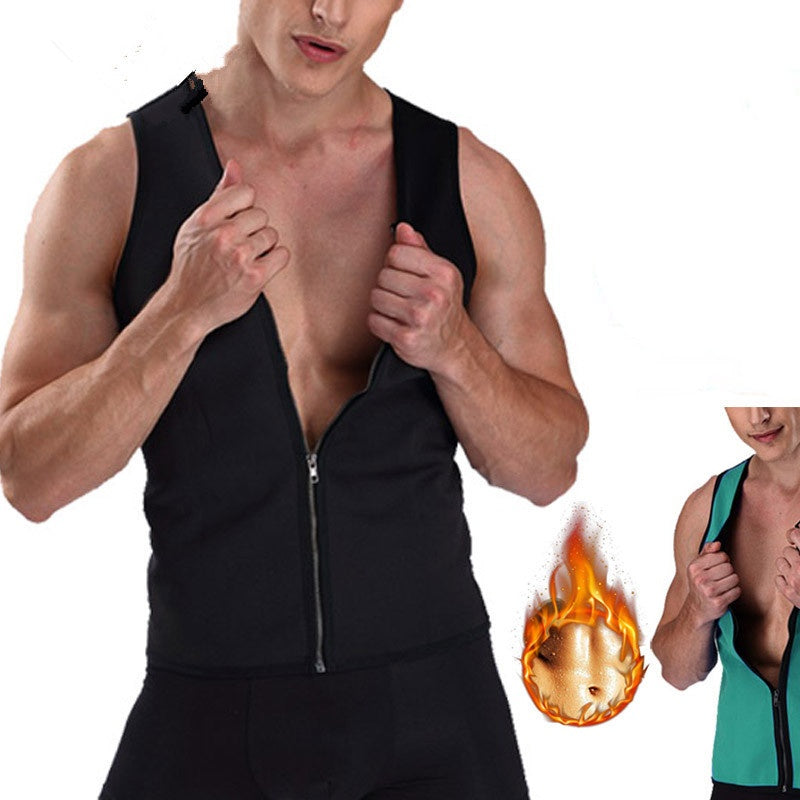 Débardeur de sport pour homme avec fermeture éclair et effet amincissant