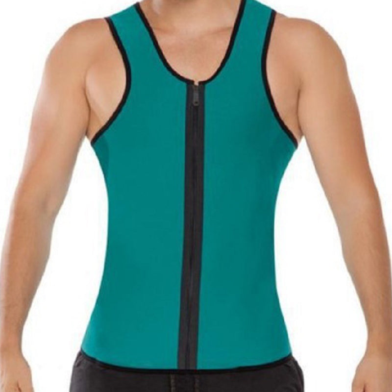 Débardeur de sport pour homme avec fermeture éclair et effet amincissant