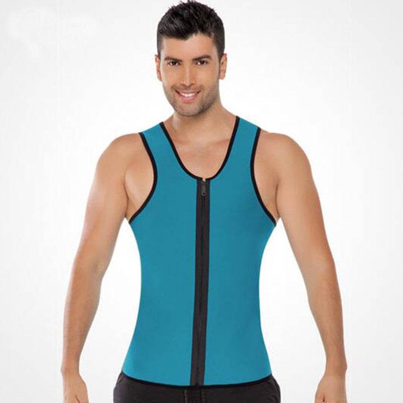 Débardeur de sport pour homme avec fermeture éclair et effet amincissant