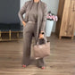 🌸Soldes d'automne👗 Élégant ensemble trois pièces avec cardigan long – Tissu doux, haut et pantalon stylés, parfaits pour aller au travail et pour le quotidien. ✨