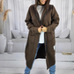 Manteau long à capuche ample pour femme