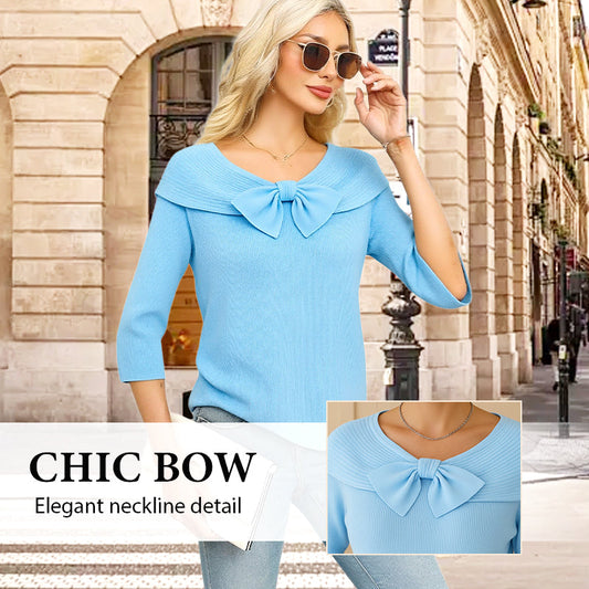 Pull en maille pour femme avec nœud