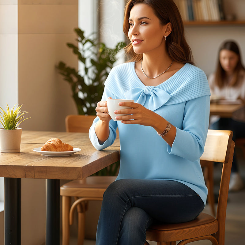 Pull en maille pour femme avec nœud