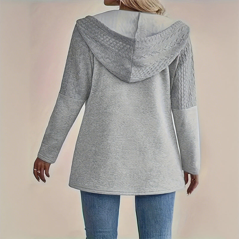 Veste tendance à capuche et manches longues zippée pour femme