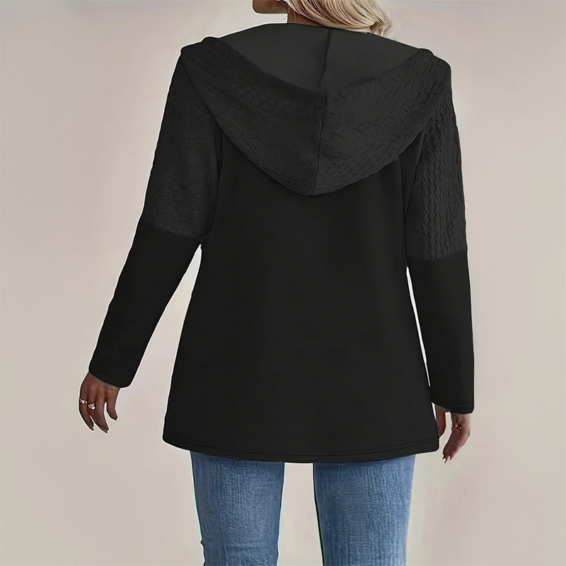 Veste tendance à capuche et manches longues zippée pour femme