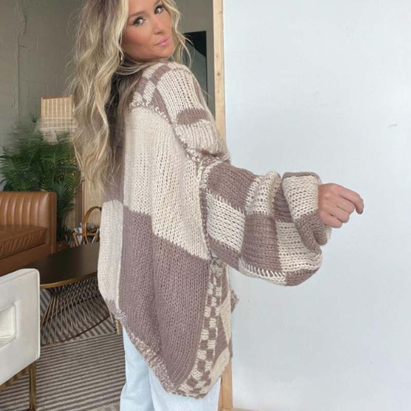 ❄️DERNIER JOUR DE PROMOTION - 50 % DE RÉDUCTION 💖 Cardigan ouvert à carreaux pour femme