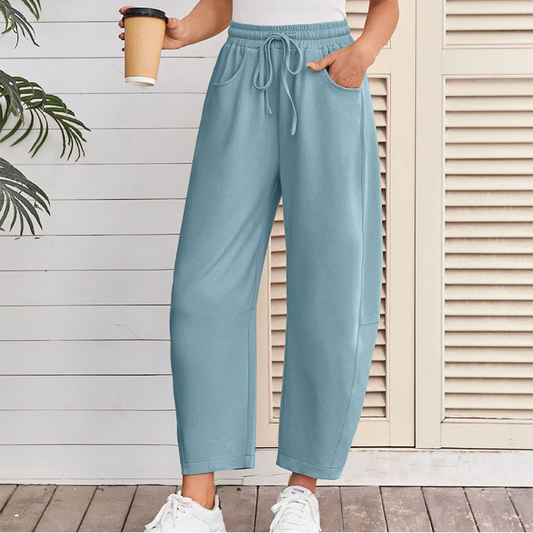 Pantalon de survêtement capri à poche et cordon de serrage