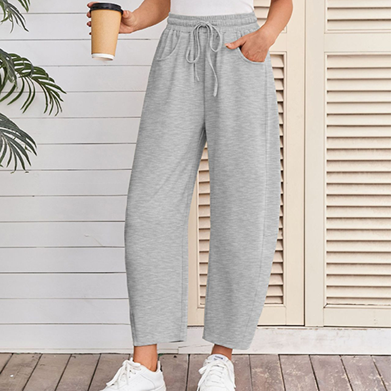 Pantalon de survêtement capri à poche et cordon de serrage