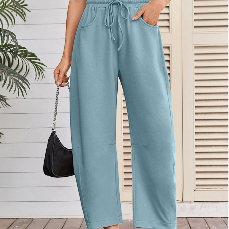 Pantalon de survêtement capri à poche et cordon de serrage