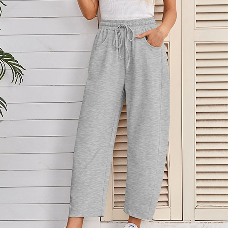 Pantalon de survêtement capri à poche et cordon de serrage