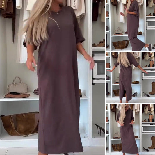 ✨ Robe t-shirt maxi oversize classique pour femme - Une tenue chic et décontractée sans effort