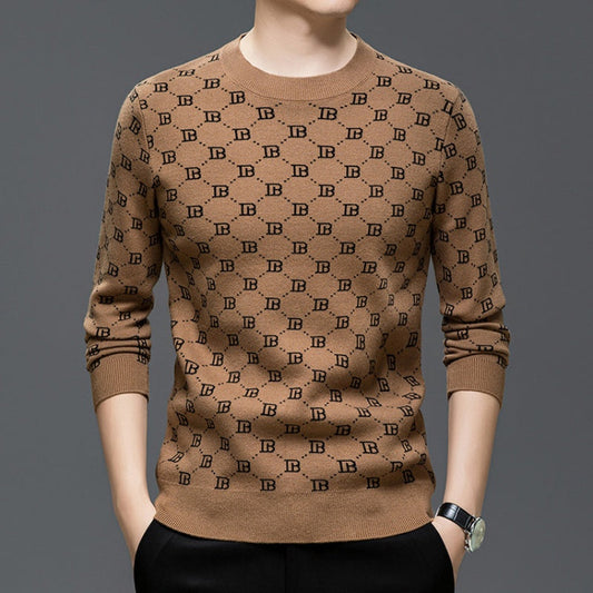 Pull slim à manches longues et imprimé tendance pour homme