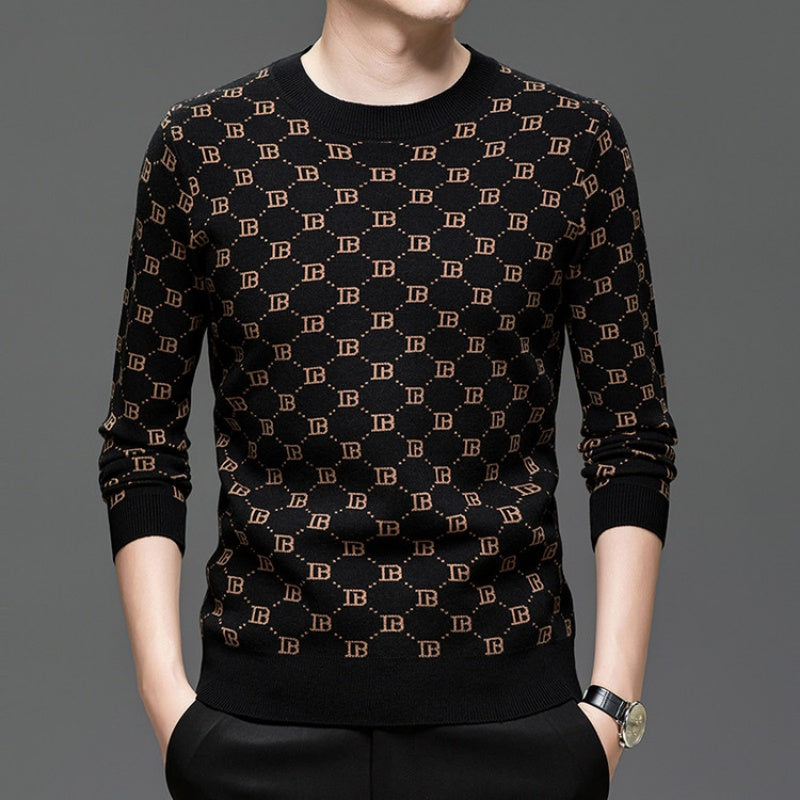 Pull slim à manches longues et imprimé tendance pour homme