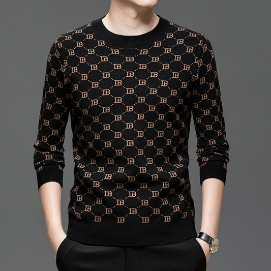 Pull slim à manches longues et imprimé tendance pour homme