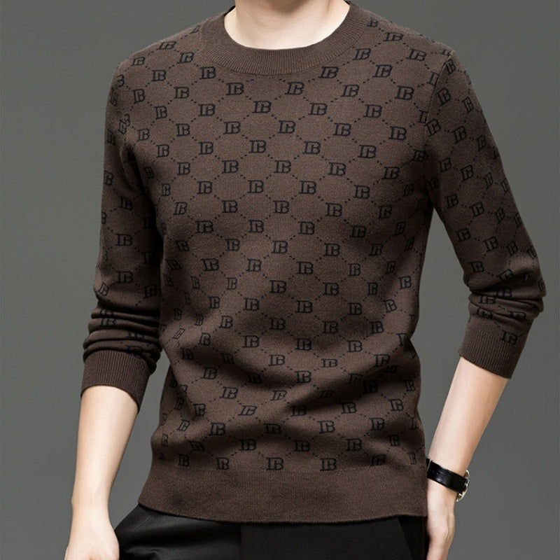 Pull slim à manches longues et imprimé tendance pour homme