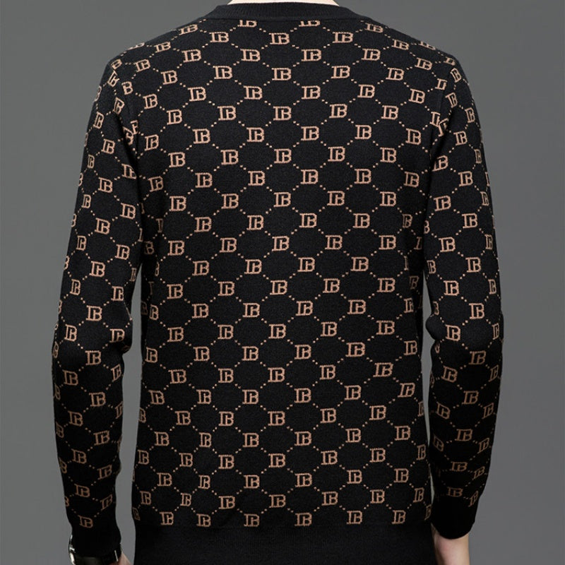 Pull slim à manches longues et imprimé tendance pour homme