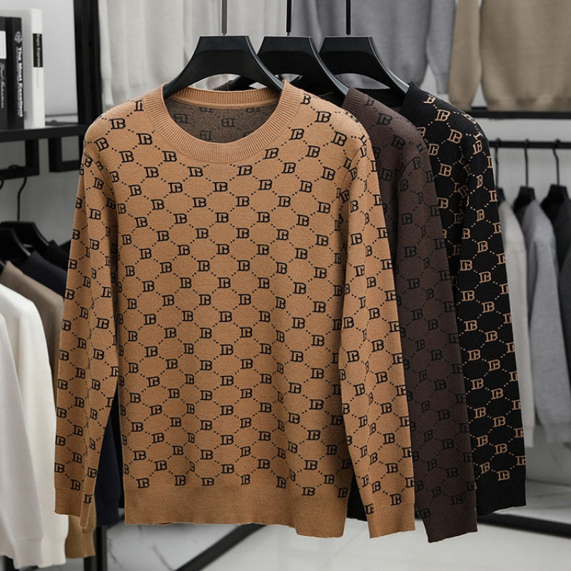 Pull slim à manches longues et imprimé tendance pour homme