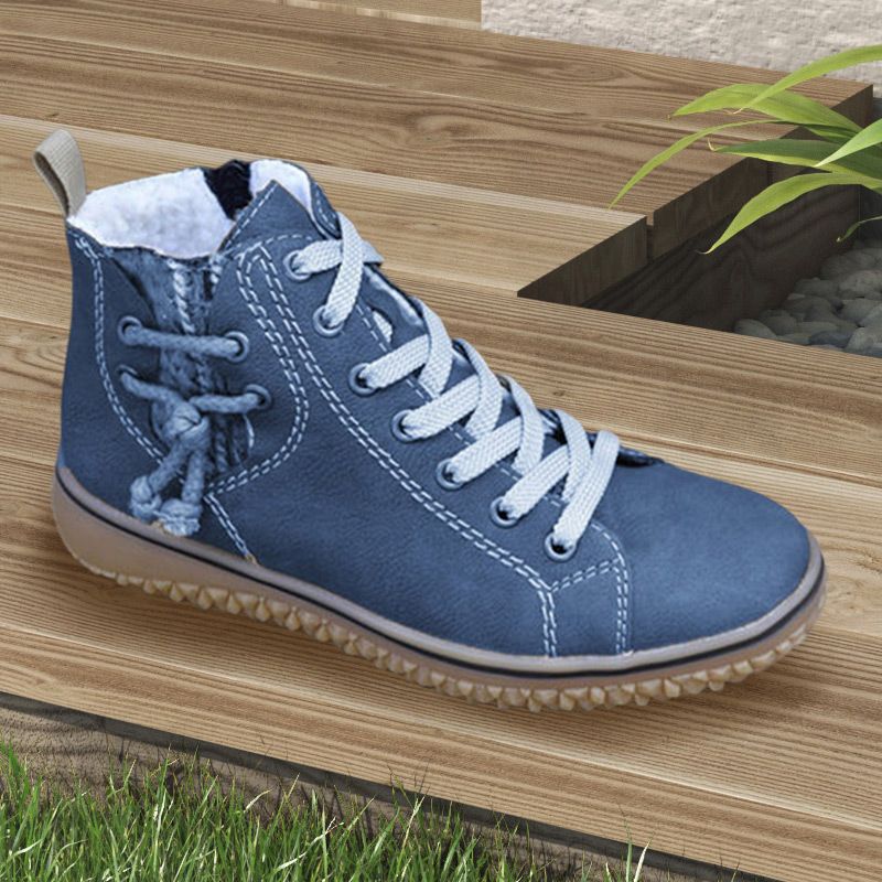 Bottes thermiques en peluche à fermeture éclair latérale pour femmes