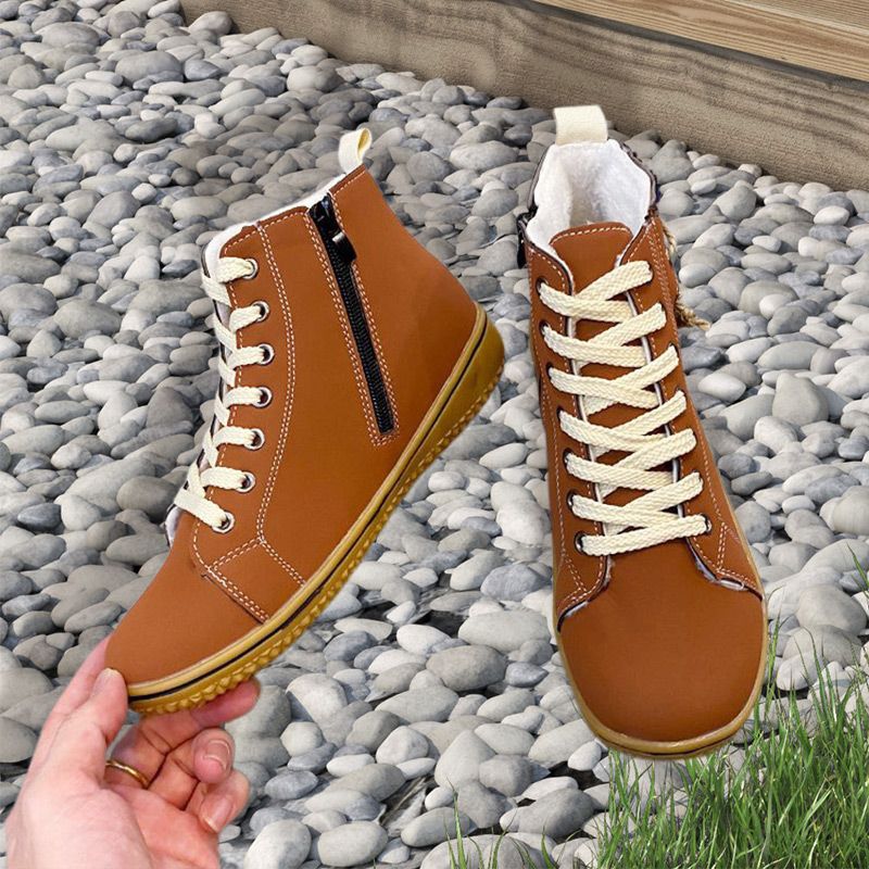 Bottes thermiques en peluche à fermeture éclair latérale pour femmes