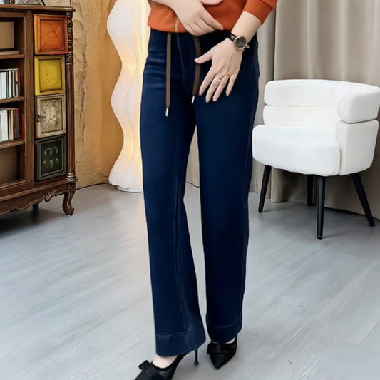 ⏳Spécial à durée limitée⏰Jean droit femme à ceinture élastique ajustable par cordon👖
