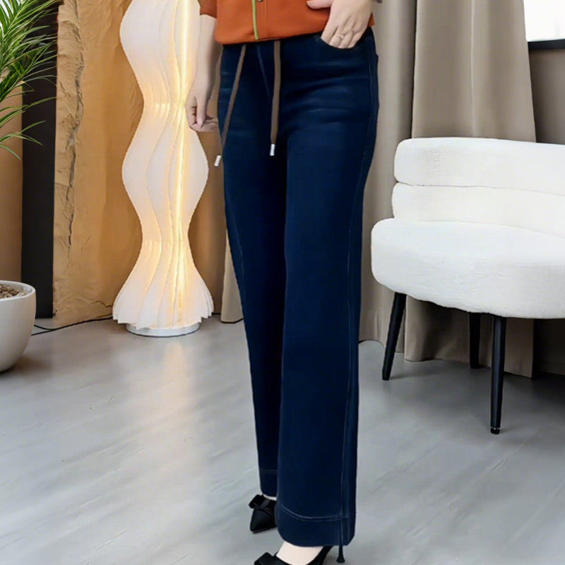 ⏳Spécial à durée limitée⏰Jean droit femme à ceinture élastique ajustable par cordon👖