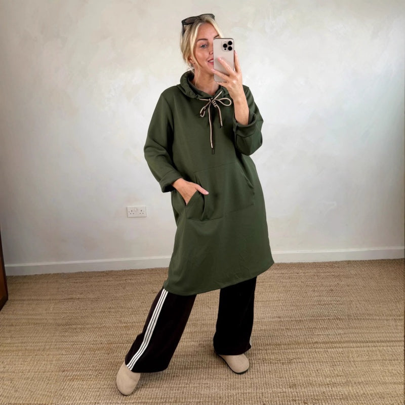 Robe oversize à manches longues et capuche pour femmes, avec poches