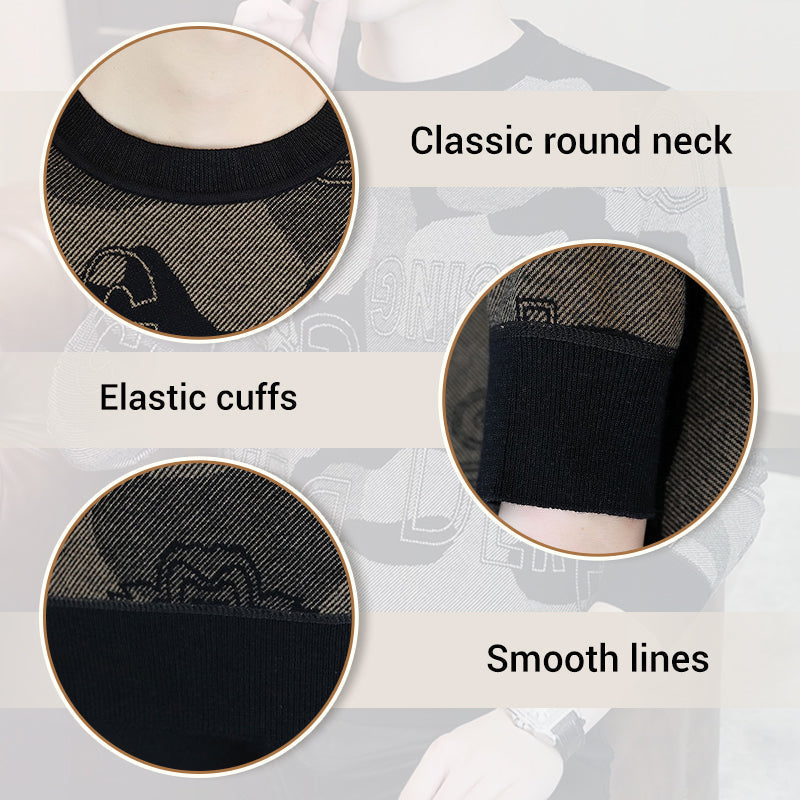 T-shirt imprimé à manches longues et col rond pour hommes