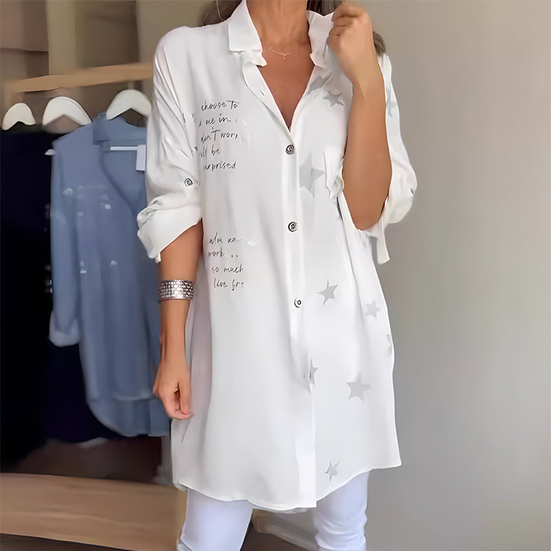 Chemise en denim à manches longues et poignets retroussés