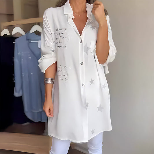 Chemise en denim à manches longues et poignets retroussés