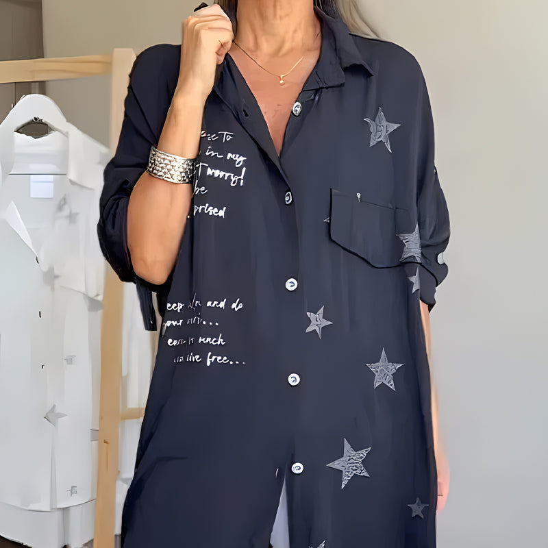 Chemise en denim à manches longues et poignets retroussés