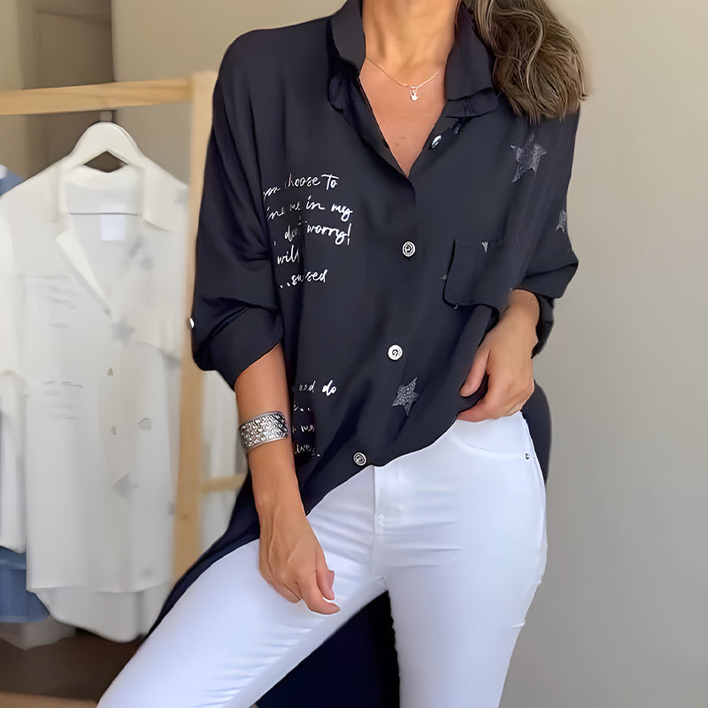 Chemise en denim à manches longues et poignets retroussés
